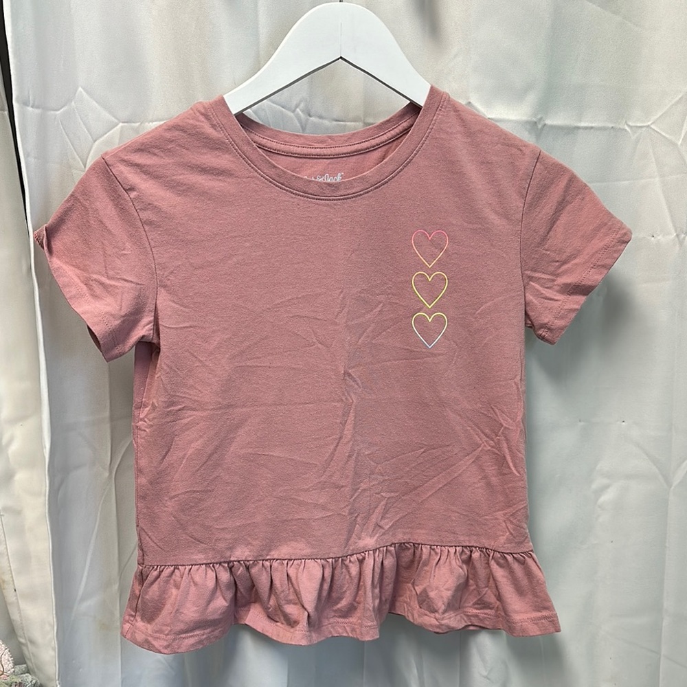 Cat & Jack Pink Short Sleeve Shirt with Heart Accents